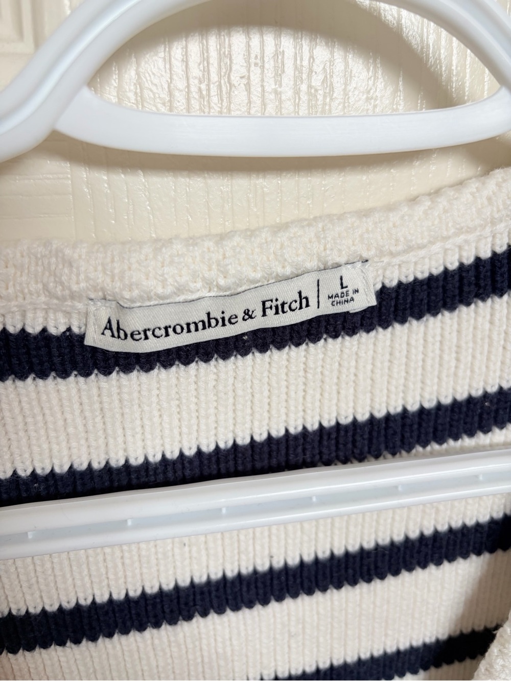 Abercrombie & Fitch Black and Striped Set Ribbed Knit Vest with Button Detail - Picture 7 of 8